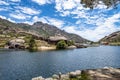 beautiful landscape of the coast of Ezaro Galicia in Spain, granite mountain, small town and beautiful beach