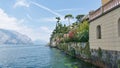 beautiful landscape with coast of lake Garda on the shore of medieval town Malcesine Royalty Free Stock Photo