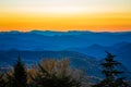 Beautiful landscape of a colorful sky and the Blue Ridge Mountains at sunset in autumn Royalty Free Stock Photo