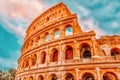 Beautiful landscape of the Colosseum in Rome- one of wonders of the world  in the evening time Royalty Free Stock Photo