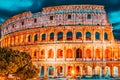 Beautiful landscape of the Colosseum in Rome- one of wonders of the world  in the evening time Royalty Free Stock Photo