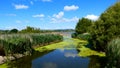 Beautiful landscape with colourful sky, river and trees