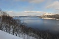 Beautiful landscape of crater lake in winter. Royalty Free Stock Photo