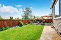 Beautiful landscape design for backyard garden and patio area Royalty Free Stock Photo