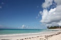 Beautiful landscape of Dover Beach, Barbados. Blue sky, turquiose water & white sand, Caribbean