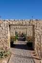 Beautiful landscape of egyptian brick arches alley front view