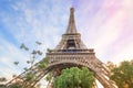 Beautiful landscape Eiffel tower in summer Paris, France under the sunset sky, Eiffel Tower the most romantic tourist attraction Royalty Free Stock Photo