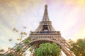 Beautiful landscape Eiffel tower in summer Paris, France under the sunset sky, Eiffel Tower the most romantic tourist attraction