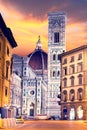 Beautiful landscape fabulous view of famous Florence Duomo Cathedral, Basilica di Santa Maria del Fiore (Basilica of Saint Mary o Royalty Free Stock Photo