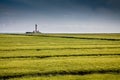 Beautiful landscape with famous Westerheversand lighthouse at North Sea, Germany Royalty Free Stock Photo