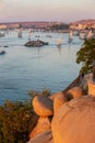 felucca boats on Nile river in Aswan