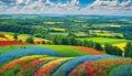 A beautiful landscape of a field with a variety of colorful flowers Royalty Free Stock Photo