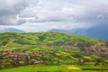 Beautiful landscape of fields, meadows and mountains in Peru, South America