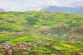 Beautiful landscape of fields, meadows and mountains in Peru, South America Royalty Free Stock Photo