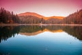 Synevyr lake in the Carpathian mountains of Ukraine Royalty Free Stock Photo