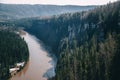 Beautiful landscape: forest and rocks near river Usva, Perm Krai