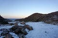 Beautiful landscape of the frozen lake with Tundra arctic in Teriberka Royalty Free Stock Photo