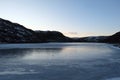 Beautiful landscape of the frozen lake with Tundra arctic in Teriberka Royalty Free Stock Photo