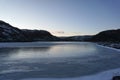 Beautiful landscape of the frozen lake with Tundra arctic in Teriberka Royalty Free Stock Photo