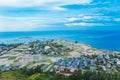 Beautiful landscape with garlic field, coconut and beach in Lyson island, Quang Ngai, Vietnam