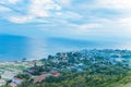 Beautiful landscape with garlic field, coconut and beach in Lyson island, Quang Ngai, Vietnam