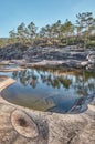 Beautiful landscape of Giants Kettle on a sunny day, Jettegrytene, Norway Royalty Free Stock Photo