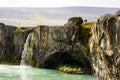 Beautiful Landscape Godafoss Waterfall and Cliff in East Iceland
