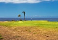 Beautiful landscape of a golf court with palm trees Royalty Free Stock Photo