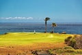 Beautiful landscape of a golf court with palm trees Royalty Free Stock Photo