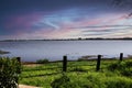 Beautiful landscape of grass and sky Donana, Andalusia, Spain Royalty Free Stock Photo