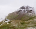 Beautiful landscape of green lofty Austrian Mountain in clouds