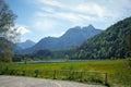 Beautiful landscape of green mountains and a lake in Fussen, Germany. Royalty Free Stock Photo