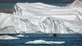 Beautiful landscape in Greenland with a humpback tail in the water