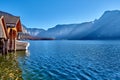 Beautiful landscape of Hallstatt mountain village with Hallstatter lake in Salzkammergut region, Austria Royalty Free Stock Photo