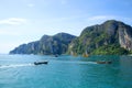 Beautiful landscape of the harbour of Koh Phi Phi island, Krabi Province, Thailand Royalty Free Stock Photo