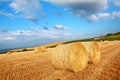 Beautiful landscape with hay bales, Scotland Royalty Free Stock Photo