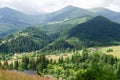 Beautiful landscape from a height. Typical Carpathian village in a valley Royalty Free Stock Photo