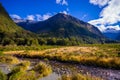 Beautiful landscape of high mountain glacier at milford sound, in south island in New Zealand Royalty Free Stock Photo