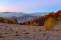 A beautiful landscape with high mountains. Unbelievable sunrise. Location place Carpathians Ukraine Europe. Autumn scenery.