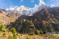 Beautiful landscape of Himalaya mountains in Lho village, Manaslu circuit trekking route, Nepal Royalty Free Stock Photo
