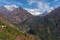 Beautiful landscape of Himalayas mountain including Everest, Lhotse, Ama Dablam peak, Everest region in Nepal Royalty Free Stock Photo