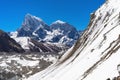 Beautiful landscape of Himalayas mountains. Everest Base Camp trek. Way from Gokyo to Dragnag. Royalty Free Stock Photo