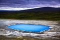 Beautiful landscape with hot geothermal spring Blahver at night in Hveravellir, Iceland Royalty Free Stock Photo