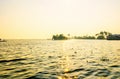 Beautiful landscape with a house boating in marine drive, Kochi, India. Travel and tourism Kerala - houseboat on Royalty Free Stock Photo