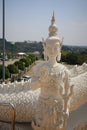Beautiful landscape Huay Pla Kang Temple Beautiful angel statue Things to do in Chiang Rai Province Tourism concept