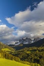 Beautiful landscape of Italian dolomites near Santa Magdalena