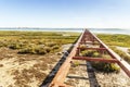 Beautiful landscape with a jetty in Ria Formosa Natural Park, Olhao, Algarve, Portugal Royalty Free Stock Photo