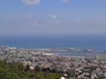 Beautiful landscape from Karmel mountains on the Haifa bay and Mediterranean Sea. Royalty Free Stock Photo