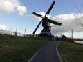 Beautiful Landscape in Kiderdijk, Netherlands, around of old windmill Royalty Free Stock Photo