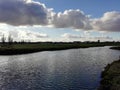 Beautiful Landscape in Kiderdijk, Netherlands, around of old windmill Royalty Free Stock Photo